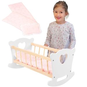 MAISON POUPÉE Kinderplay Lit Poupee en Bois, Berceau pour Poupée – Kit Berceau avec Couette, pour une poupée longue de 49.5 cm, GS2100