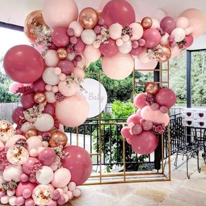 Kit Arche Ballon Rose Gold123 Pièces Guirlande Ballon Rose Blanc