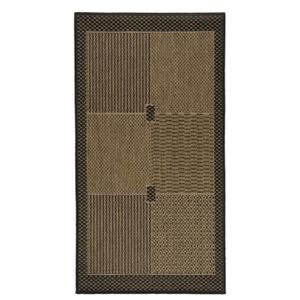 TAPIS DE COULOIR SUVA - Tapis tissé à plat tapis d' intérieur cadre carrés et rayures 133 x 190 cm Marron / Noir