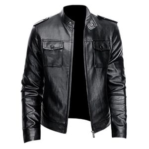 BLOUSON Blouson Cuir Homme Mode Printemps Automne Zippé Fi