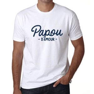 T-SHIRT Homme Tee-Shirt Papou D'Amour T-Shirt Vintage Blan