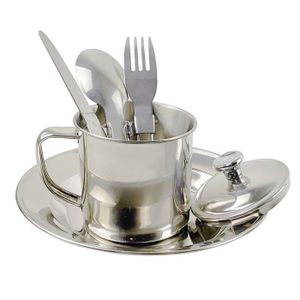 Alomejor 3 Pi/èces Couvert Set de Fourchette Cuill/ère Baguette en Acier Inoxydable pour Camping Voyage Pique-Nique Couverts