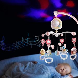 MOBILE HSTURYZ Mobile pour lit de bébé avec lumières et musique, hochets suspendus avec télécommande, jouet pour nouveau-né, rose