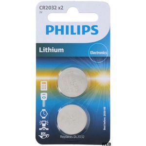 PILES Batterie bouton lithium CR2032 blister de 2 Philips