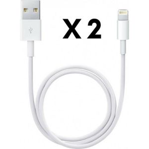 CÂBLE TÉLÉPHONE [Compatible iPad 2017-2018-AIR-MINI-PRO] Lot 2 Cables USB Chargeur Blanc 1 Metre [Phonillico®]
