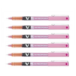 Pilot V5 Hi-Tecpoint Rose – Lot De 3 Stylos Roller Pointe Fine 0,5 Mm (Trait 0,3 Mm)