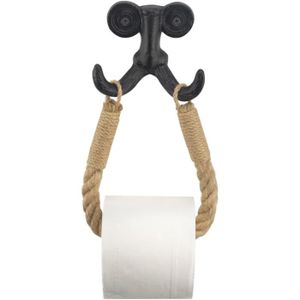 Tolussa Porte-papier toilette noir avec étagère - Porte-papier toilette  Zwart avec