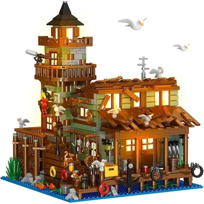 FunWhole Set de Construction pour Adulte: LED Incluse Maison en Bois  d'architecture modèle, Jeu Construction Adulte Compatible avec Les  Ensembles Lego