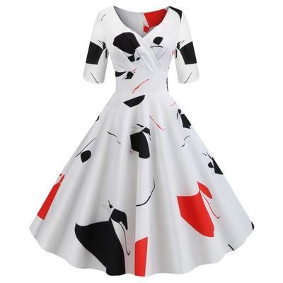 Femmes Vintage manches mi longues annees 50 Swing Housewife Casual