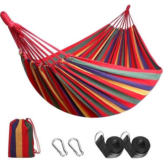 Hamac de randonnée robuste grand extra large Gris unique - Jardin