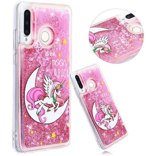 Coque Uposao Paillettes Strass Pour Huawei P30 Lite – Luxe Transparent Scintillant, Argent
