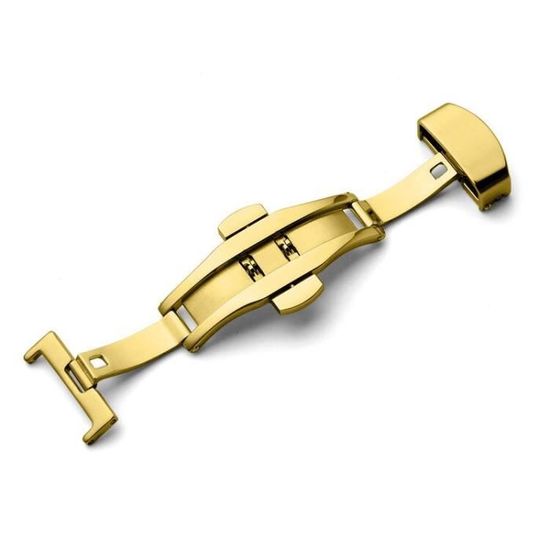 Fermoir Déploiement Papillon (pli Ressort) Pour Bracelet De Montre En Cuir - Largeur 14mm - Couleurs Argent, Or Rose, Noir