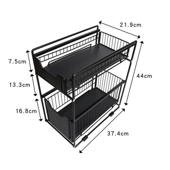 QIAN Paniers Etagère Coulissant Avec 2 Tiroirs Pour Cuisine Et Salle De