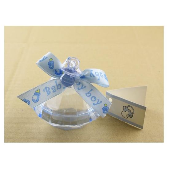 20 Boîtes Diamants Plexi Bleus + Etiquettes Ballotin Contenants à Dragées Décoration Table Cadeaux invités Naissance Baptême
