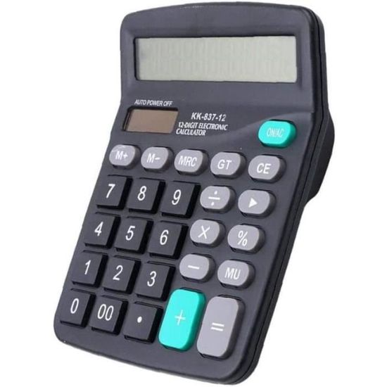Calculatrice De Bureau 12 Chiffres - Grand écran, Grands Boutons - Alimentation Solaire Et Pile - Pour Maison, Bureau, école - 4