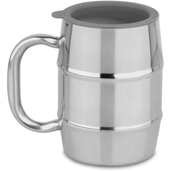Chope à Bière Isotherme HERCHR - 450ml Ou 560ml - Acier Inox Double Paroi - Finition Miroir Argenté
