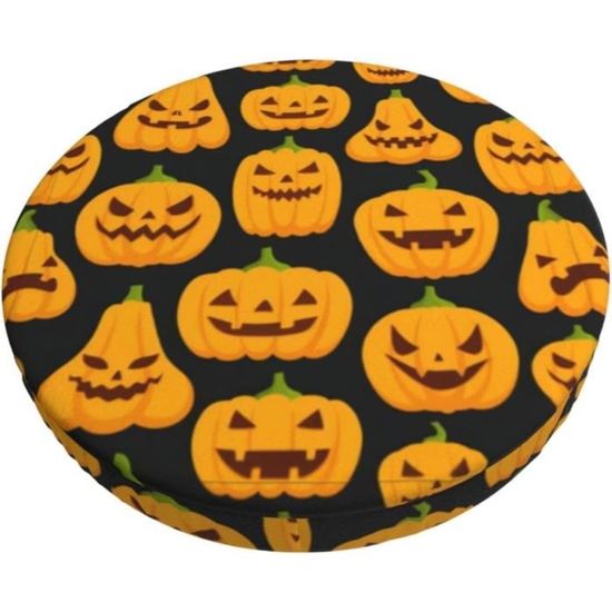 Housse De Coussin Rond Pour Tabouret De Bar - Coton/polyester, élastique Antidérapant - Noir