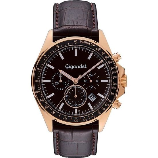 Gigandet Volante Montre Homme Chronographe Analogique Quartz Or Rouge Marron G3 004 Achat vente montre Homme Cdiscount