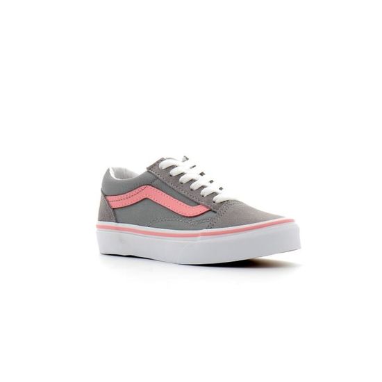 Basket Vans Old Skool Kids Gris rose Lacets Cuir Gris