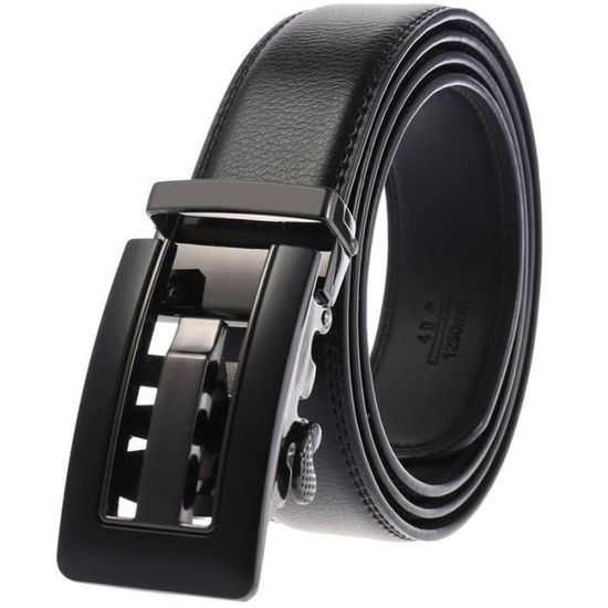 Ceinture Pour Homme En Cuir Véritable Motif Léopard - Boucle Automatique, Largeur 3.5 Cm - Style Casual