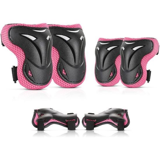 Genouillères Enfants 6 En 1 - Protection Skate, Roller, Vélo - Polyéthylène Dur - Rembourrage EVA - 3-14 Ans