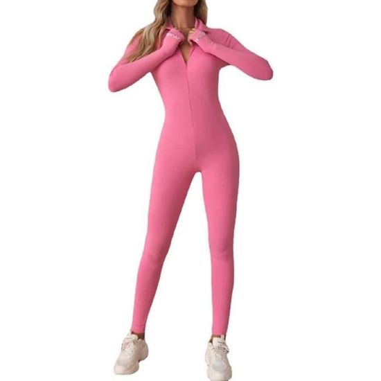 MJGkhiy Combinaison De Sport Pour Femme à Manches Longues Avec Fermeture éclair Et Fermeture éclair Complète, Pour Yoga, Gym, Gymnastique, Vêtements à Fermeture éclair, Côtes, Barboteuses, Body De