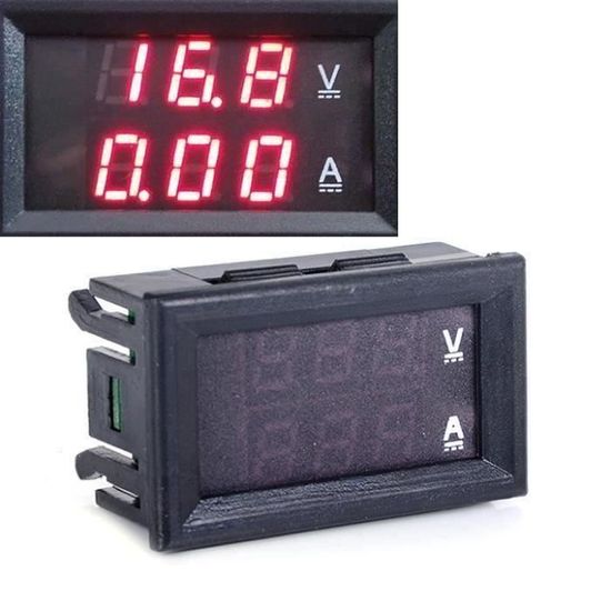 2 Pcs Voltmetre Ampèremètre Numérique 0.28 LED DC 0-100V 10A - Testeur 2en1 Panneau