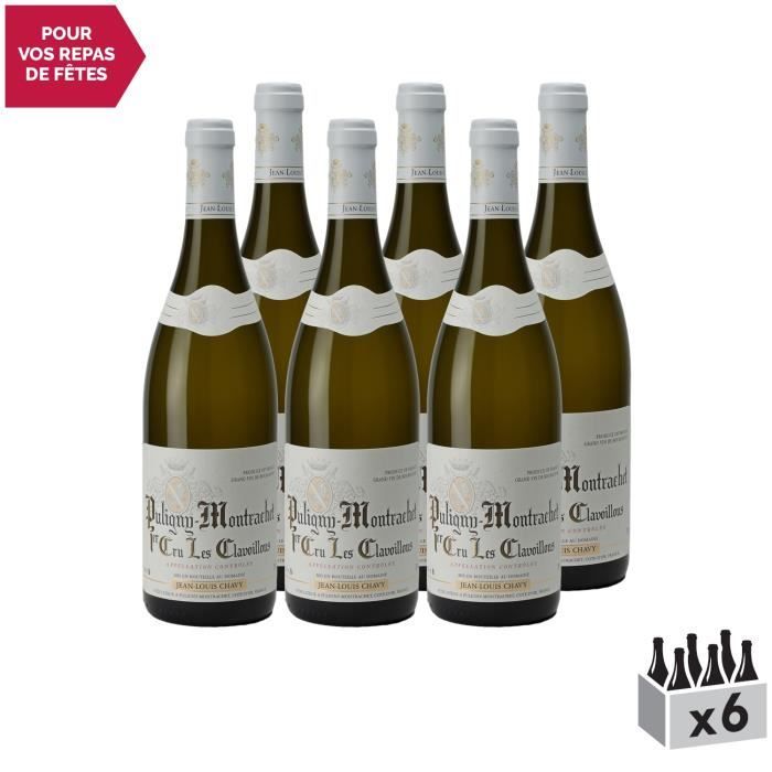 Puligny-Montrachet 1er Cru Clavaillon Blanc 2018 - Lot de 6x75cl - Domaine Jean-Louis Chavy - Vin AOC Blanc de Bourgogne - Cépage