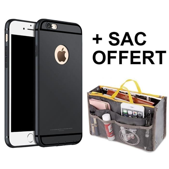 Coque iPhone 8 Silicone Mat Antichoc Anti-Rayure - Noir + Sac Offert