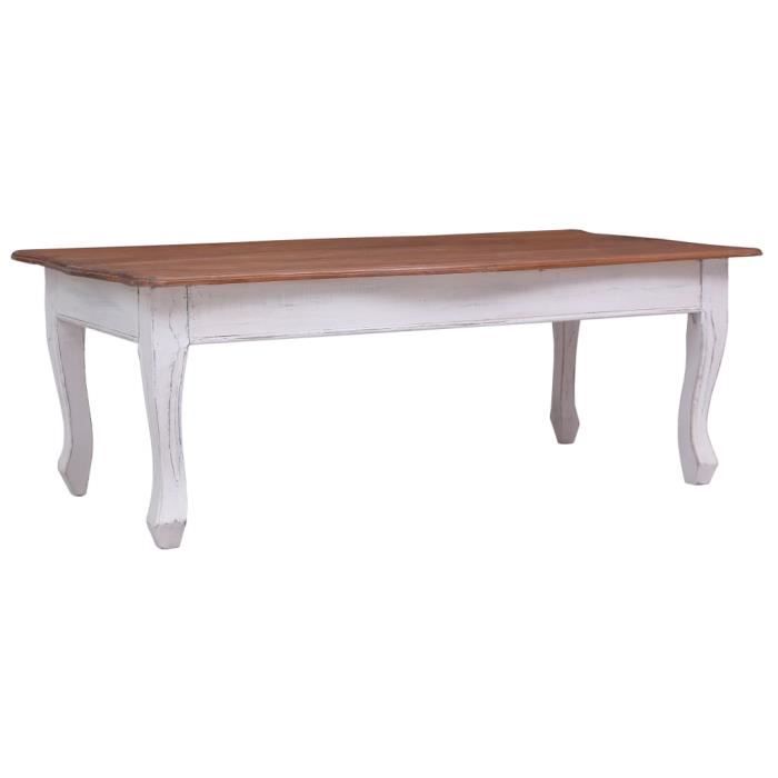 Table de salon - Table basse style contemporain Blanc 120 x 60 x 45 cm Bois d'acajou massif