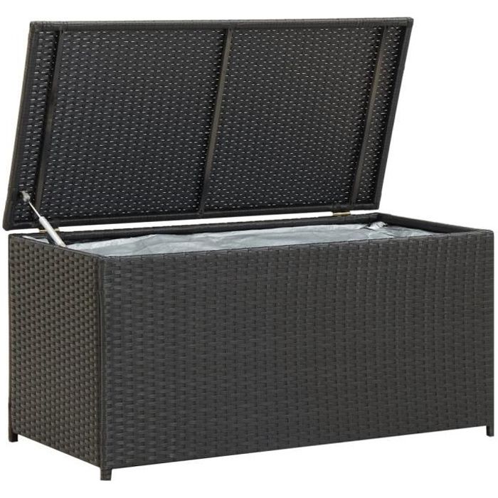 Boîte de rangement de jardin - Coffre de jardin Résine tressée 100x50x50 cm Noir