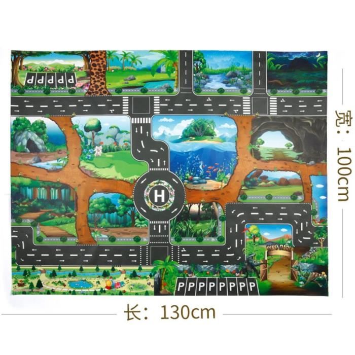 Tapis d'éveil,130*100CM agrandir voiture jouet imperméable tapis de jeu Simulation jouets ville route carte Parking - Type Map D