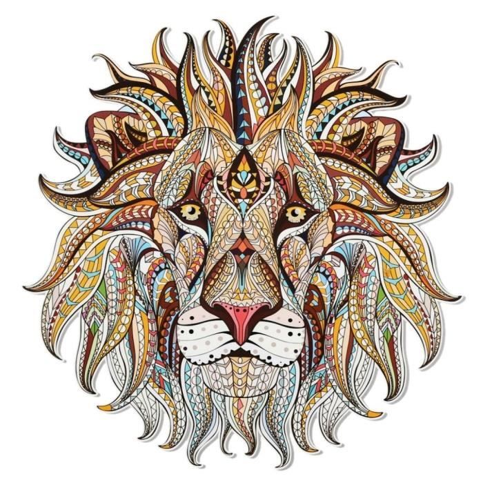 Brown Cool Fabric Craft 3D Lion Sticker Patch DIY Iron On Transfer Applique Clothes Brown