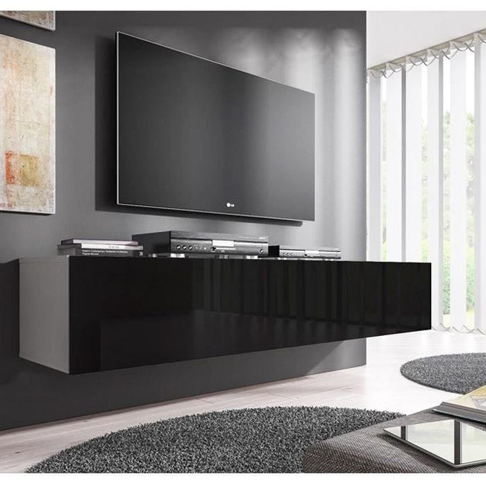Meuble TV Forli XL (160 cm) blanc et noir