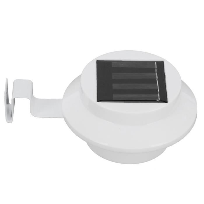 ARAMOX Lumière LED Lumière de Clôture Solaire Blanche 3LED Lampe Avant‑toits Éclairage Lumière Blanche pour Jardin Extérieur