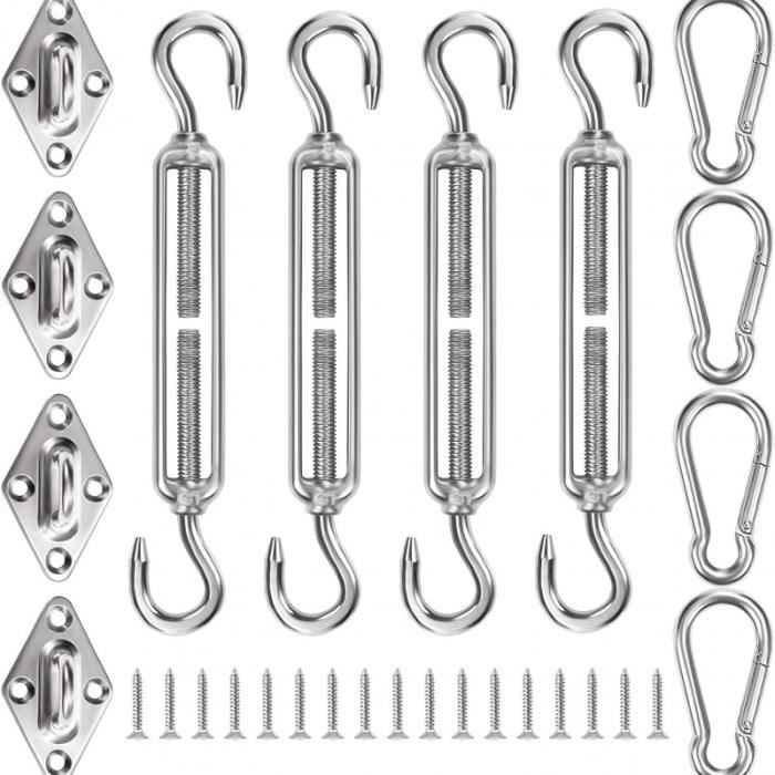XB65315 Kit de Fixation pour Voile d Ombrage 29 Pièces Oeillets et Matériel de Fixation Voile Ombrage en Acier Inoxydable Ki