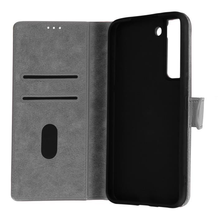 Housse Samsung Galaxy S22 Clapet Portefeuille Fonction Support gris