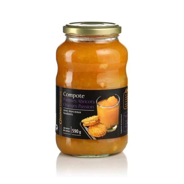 CASINO DELICES Compote de Pomme Abricots orangés Passion - 590g
