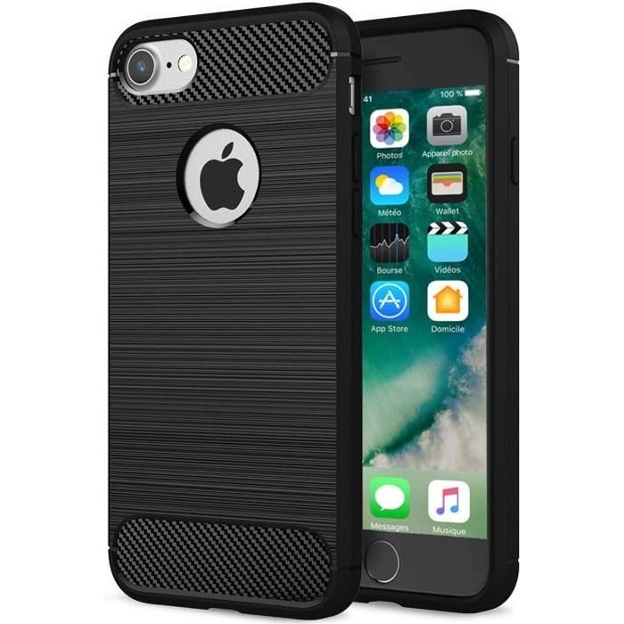 Coque pour iPhone 8 , Coque Silicone Anti-Choc Anti-Rayure Gel Case - Noir