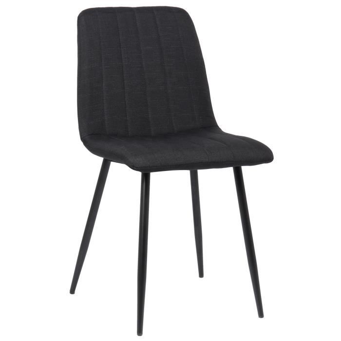 Chaise de salle à manger Dijon avec Piètement en métal noir , Noir -Tissu