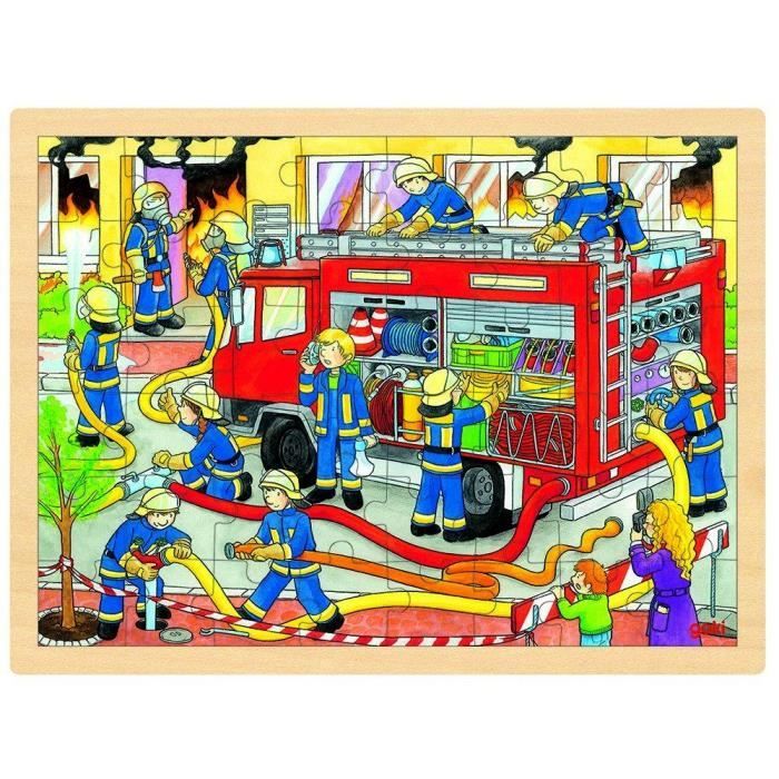 Puzzle Pompier en bois Enfants 3 ans