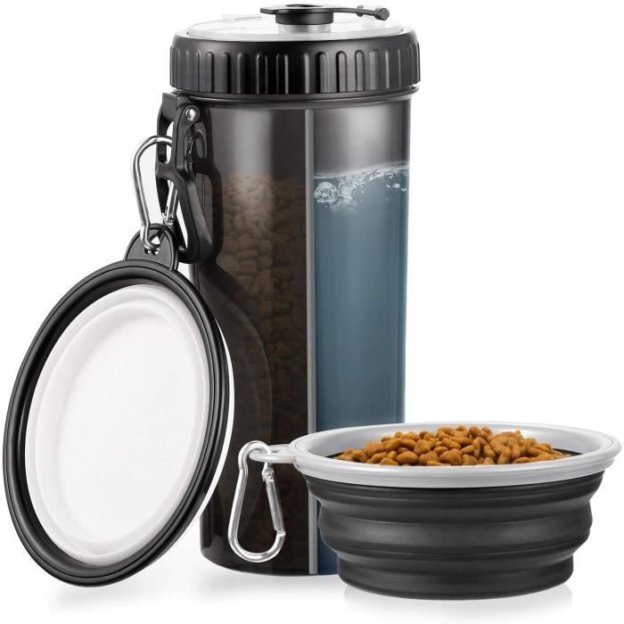 Bouteille d'eau pour Chien Gourde Chien Promenade Bouteille pour Chien Portable avec 2 Gamelle Pliable pour Chien,Portable Voyage Go