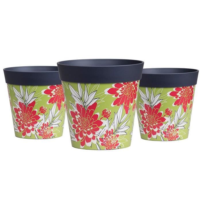 Hum Flowerpots Ensemble De 3 Pots De Fleurs Colorés, Gris Vert