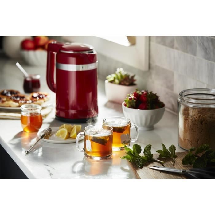 bouilloire électrique de 1,5L 2400W rouge empire argent