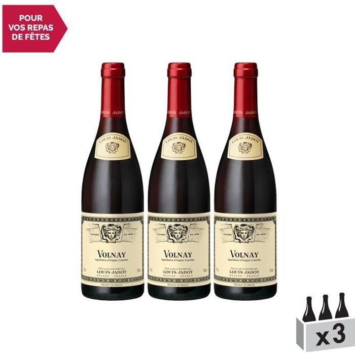 Volnay Rouge 2013 - Lot de 3x75cl - Louis Jadot - Vin AOC Rouge de Bourgogne - Cépage Pinot Noir