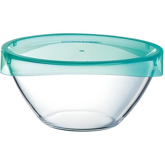 LUMINARC Saladier + couvercle Keep'n bowl T 17 cm transparent et vert