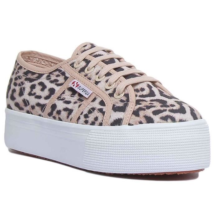 Superga 2790 Jaguar Print plate-forme léopard semelle lacée baskets pour femmes