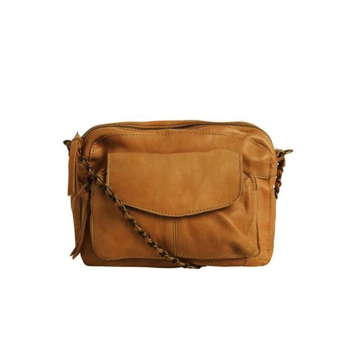Sac bandoulière en cuir Naina Femme Marron