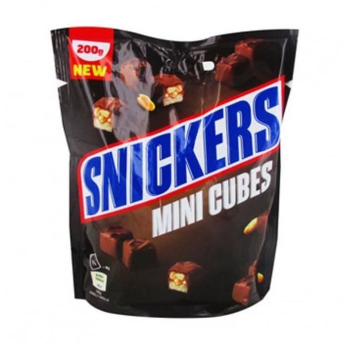 MARS Snickers Mini cubes chocolatées au lait fourrées de confiserie - 200 g