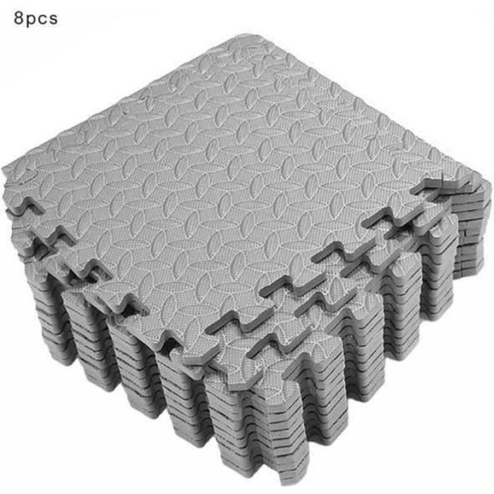 LY18887-Tapis de protection de sol – 8 dalles en mousse - Matelas puzzle pour matériel fitness, gym, musculation – Salle de sport,